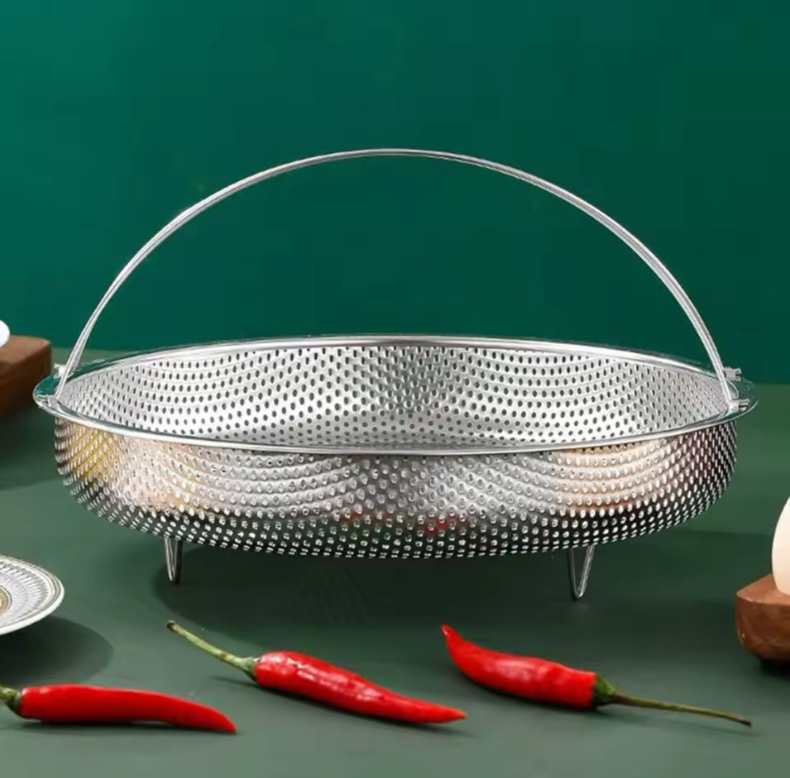 Stainless Steel Food Steamer With Handle, Multifunctional Fruit Washing Strainer With Detachable Stand, Pressure Cooker Steamer Basket, Reusable Kitchen Accessories Stainless Steel Food Steamer With Handle, Multifunctional Fruit Washing Strainer With Detachable Stand, Pressure Cooker Steamer Basket, Reusable Kitchen Accessories